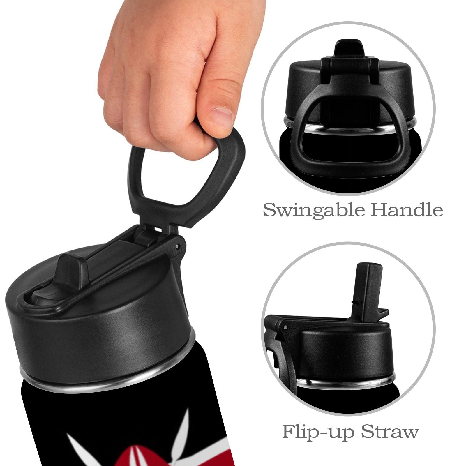 Kenya Flag Kids Water Bottle with Straw Lid (12 oz) - Conscious Apparel Store