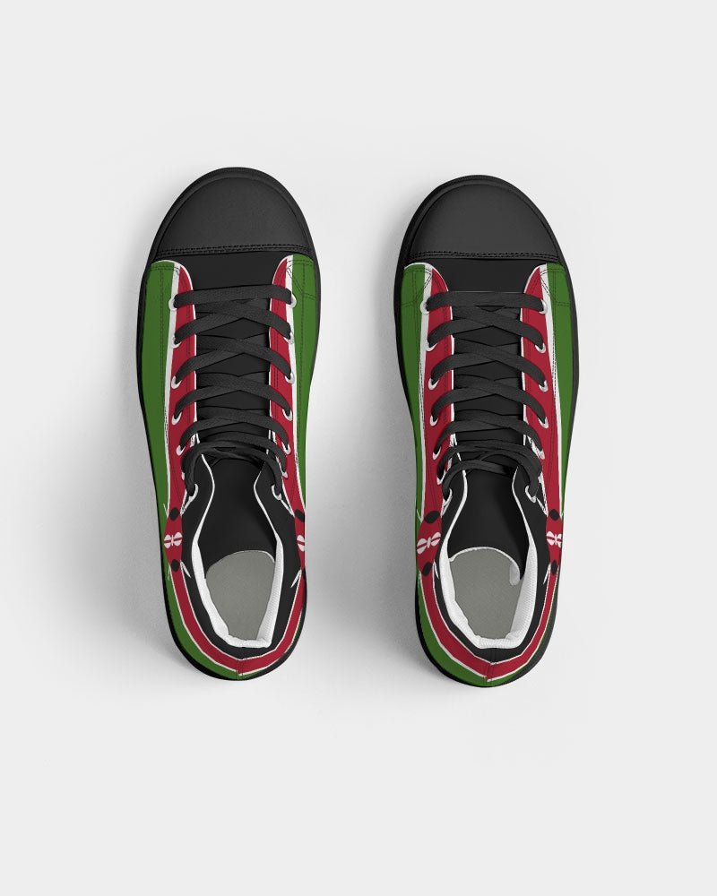 Kenya Flag Men's Hightop Canvas Shoe - Black - Conscious Apparel Store