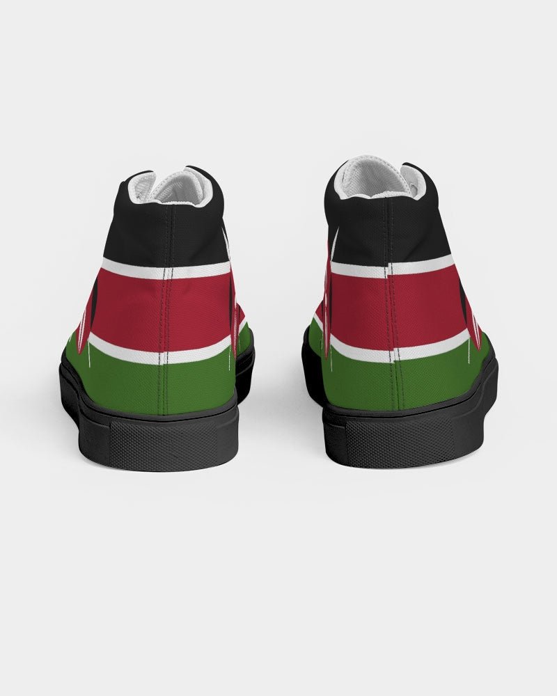 Kenya Flag Men's Hightop Canvas Shoe - Black - Conscious Apparel Store