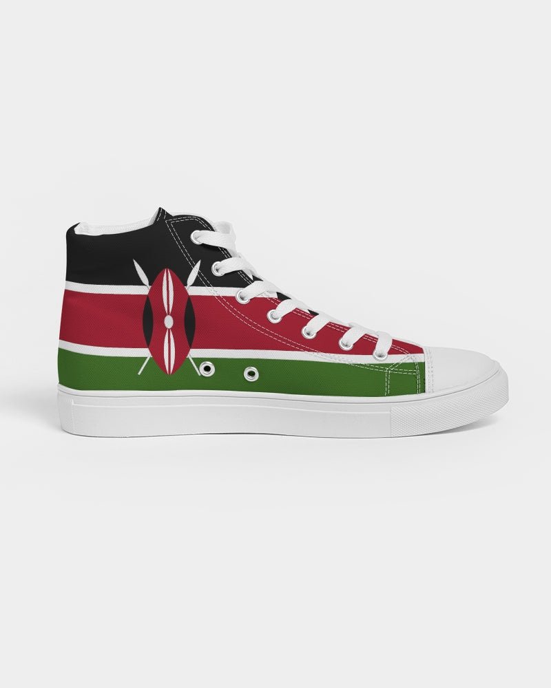 Kenya Flag Women's Hightop Canvas Shoe - Conscious Apparel Store