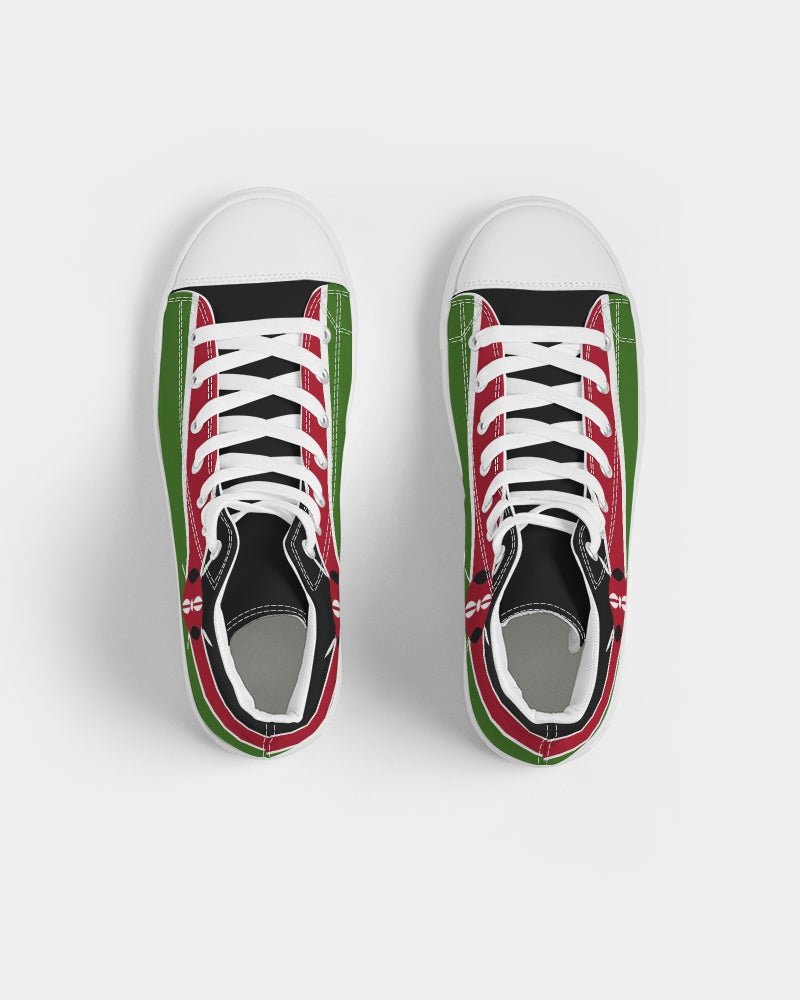 Kenya Flag Women's Hightop Canvas Shoe - Conscious Apparel Store