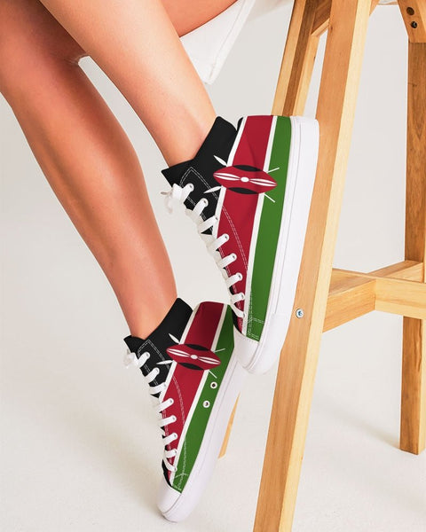 Kenya Flag Women's Hightop Canvas Shoe - Conscious Apparel Store