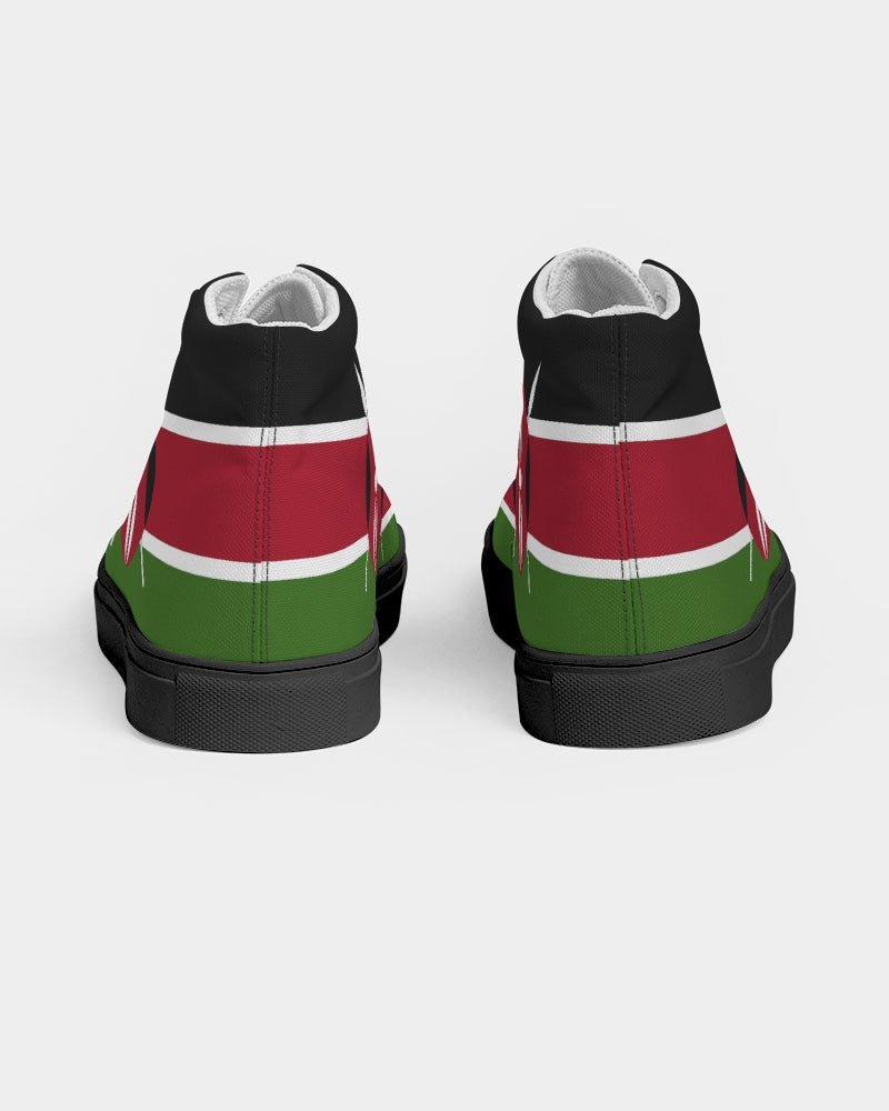 Kenya Flag Women's Hightop Canvas Shoe - Black - Conscious Apparel Store