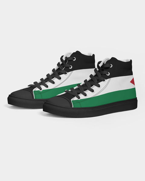 Palestine Flag Men's Hightop Canvas Shoe - Black - Conscious Apparel Store