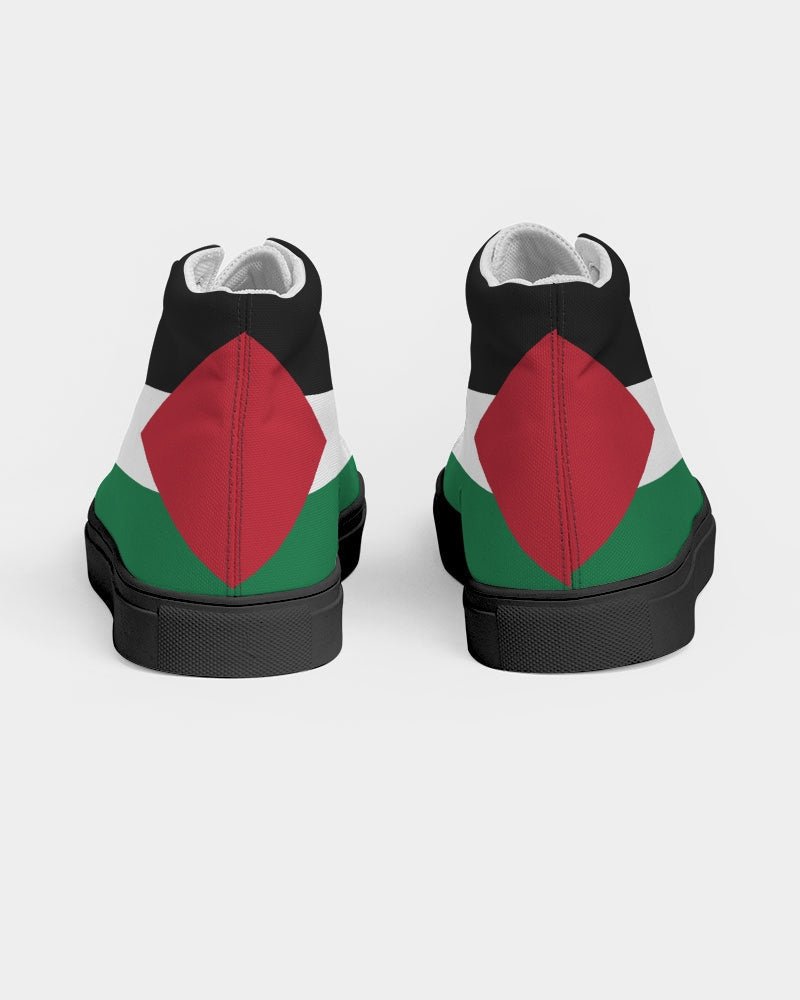 Palestine Flag Women's Hightop Canvas Shoe - Black - Conscious Apparel Store