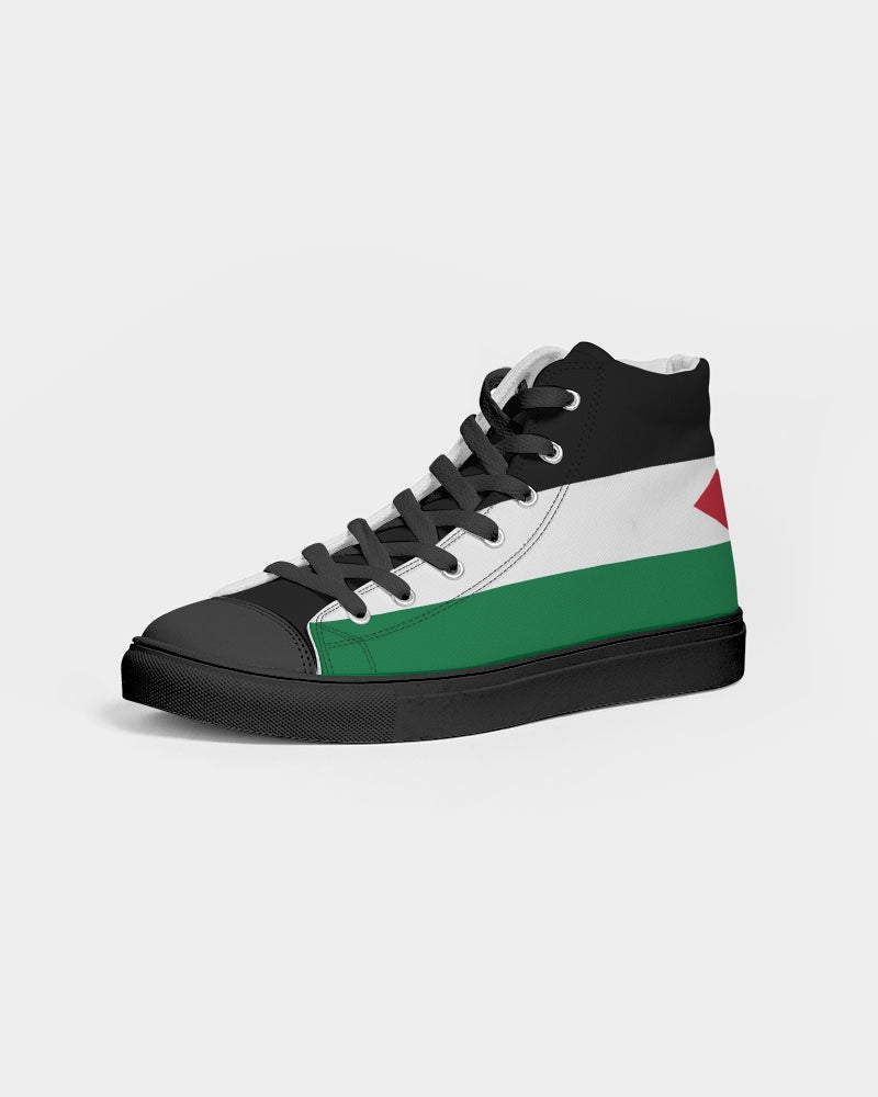 Palestine Flag Women's Hightop Canvas Shoe - Black - Conscious Apparel Store