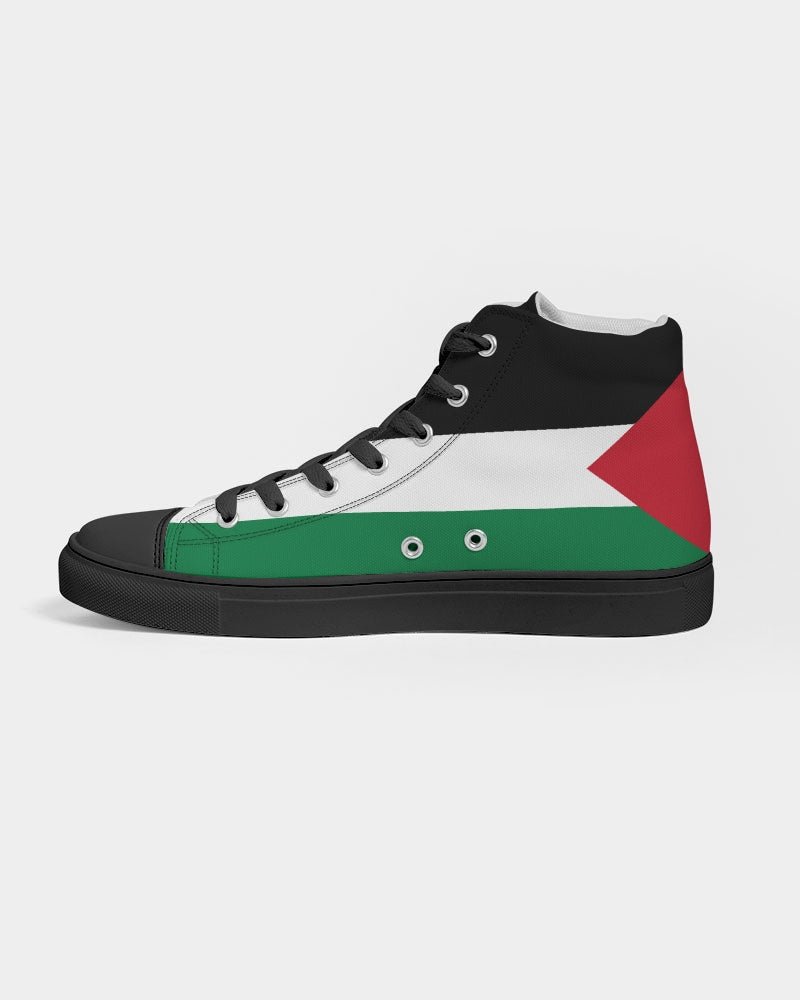 Palestine Flag Women's Hightop Canvas Shoe - Black - Conscious Apparel Store