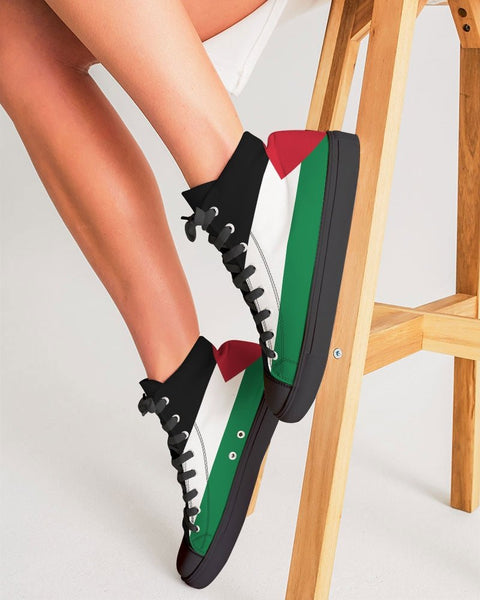 Palestine Flag Women's Hightop Canvas Shoe - Black - Conscious Apparel Store