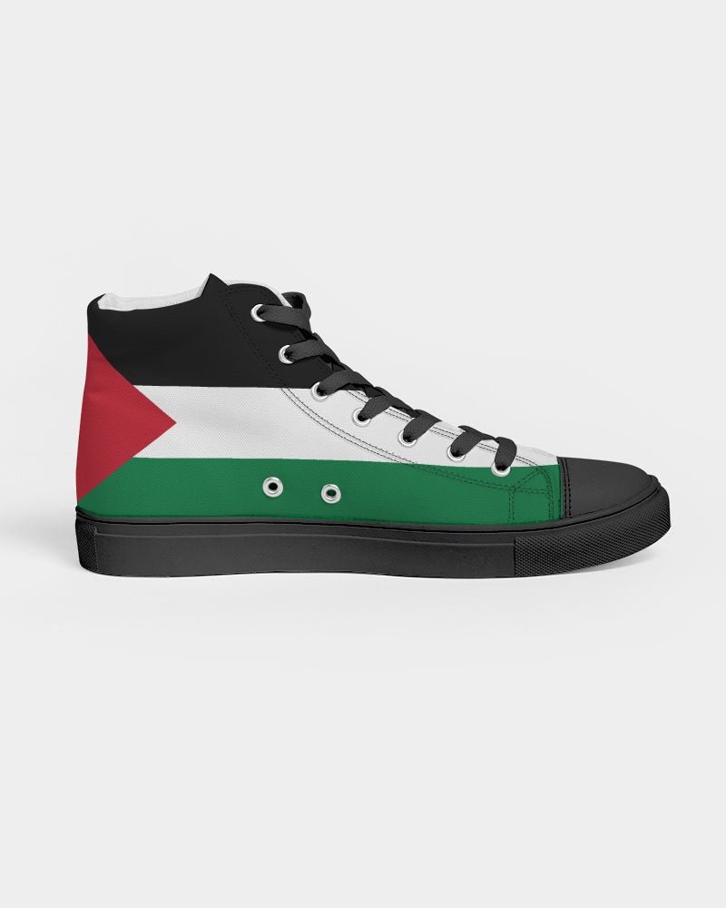 Palestine Flag Women's Hightop Canvas Shoe - Black - Conscious Apparel Store