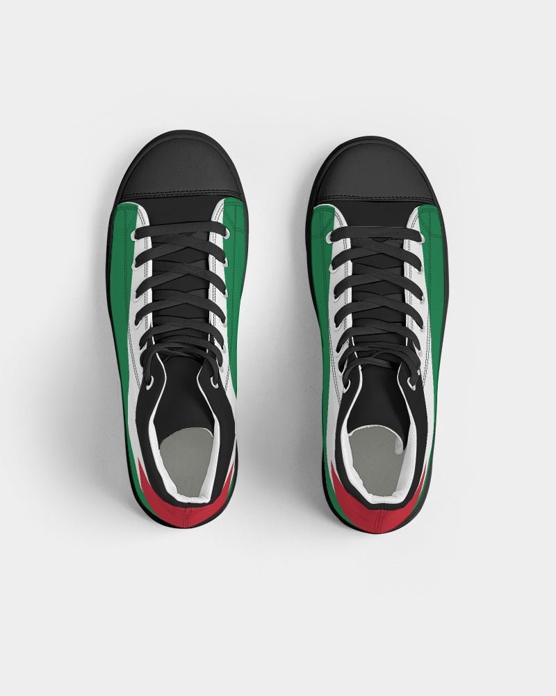 Palestine Flag Women's Hightop Canvas Shoe - Black - Conscious Apparel Store