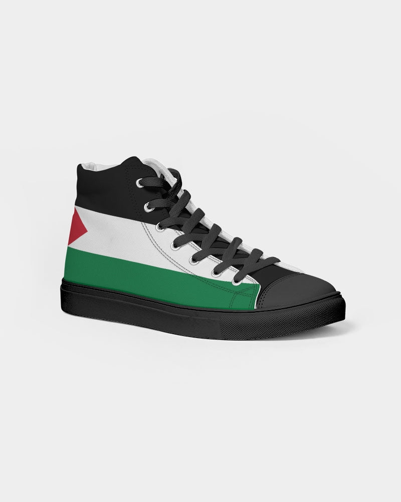 Palestine Flag Women's Hightop Canvas Shoe - Black - Conscious Apparel Store