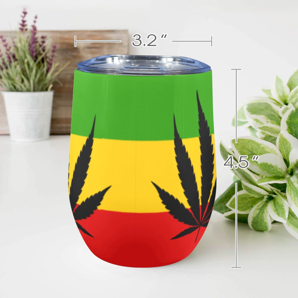 Rasta Leaf Flag 12oz Wine Tumbler - Conscious Apparel Store