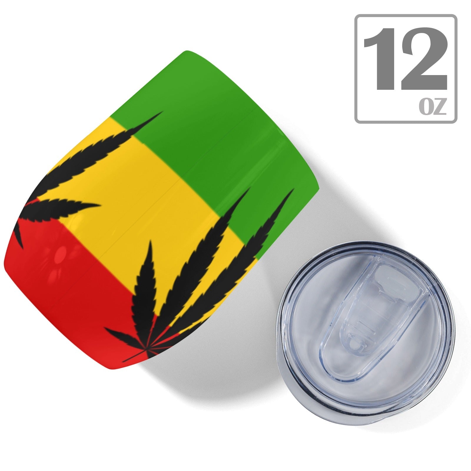 Rasta Leaf Flag 12oz Wine Tumbler - Conscious Apparel Store