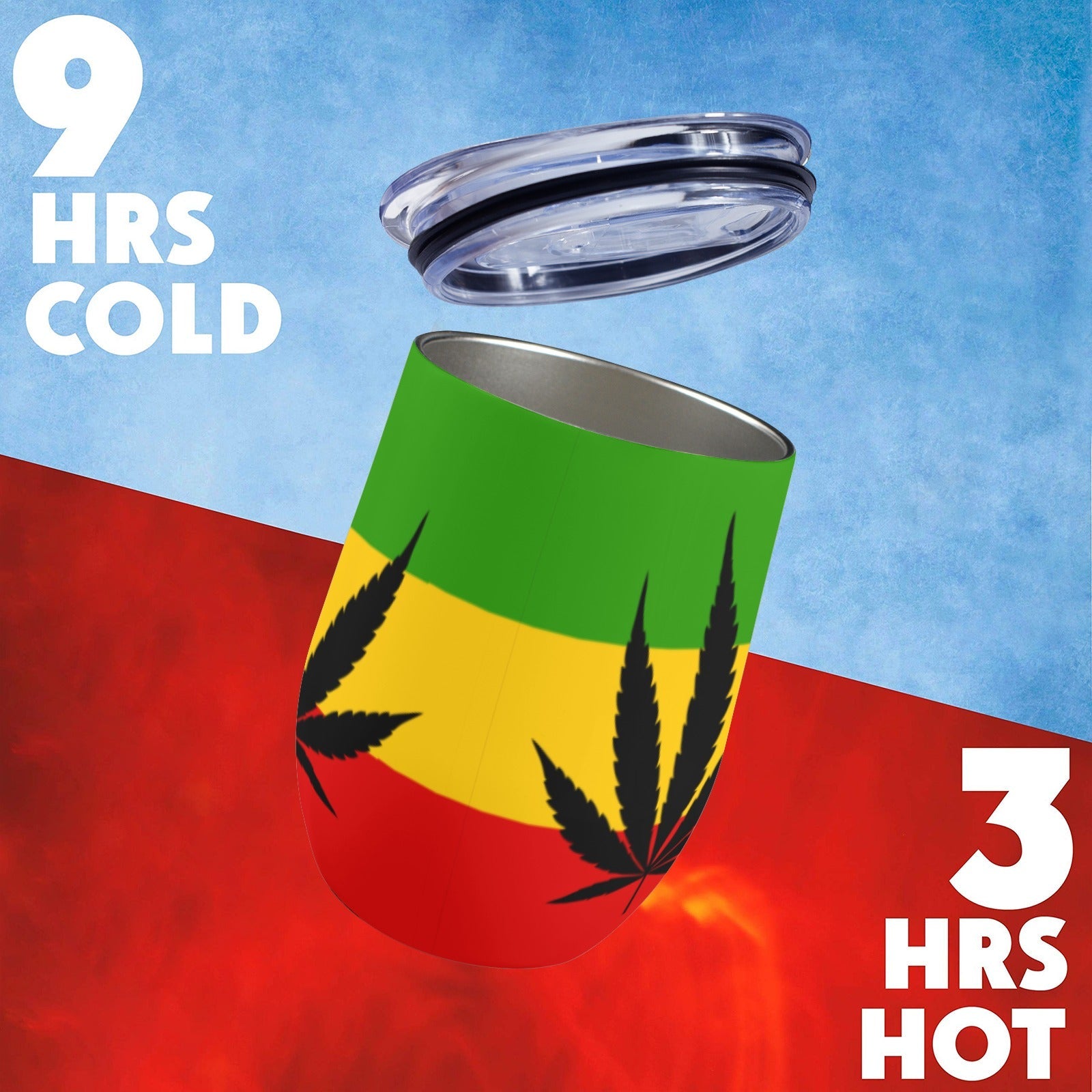 Rasta Leaf Flag 12oz Wine Tumbler - Conscious Apparel Store