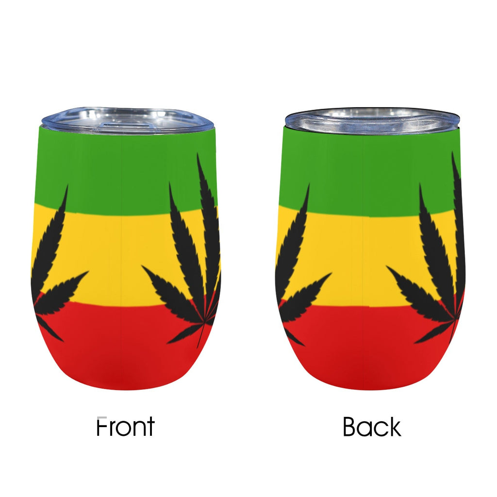 Rasta Leaf Flag 12oz Wine Tumbler - Conscious Apparel Store