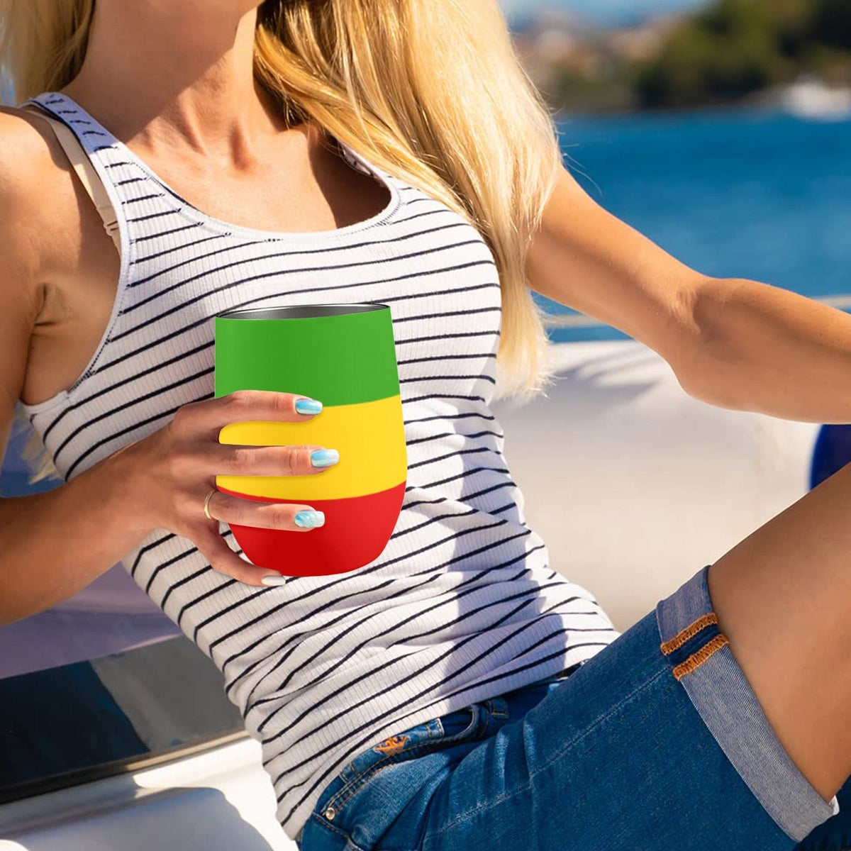 Rastafarian Flag 12oz Wine Tumbler - Conscious Apparel Store