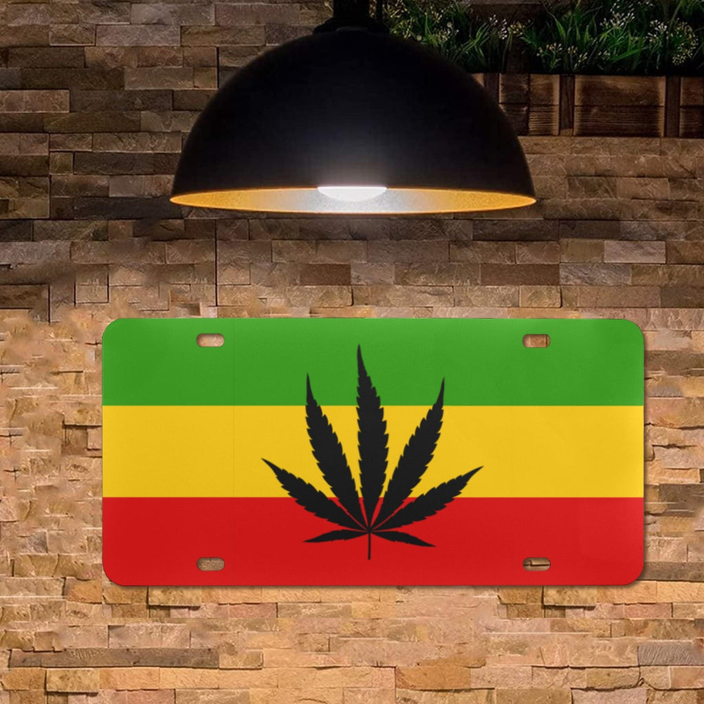 Rastafarian Flag Leaf Custom License Plate - Conscious Apparel Store
