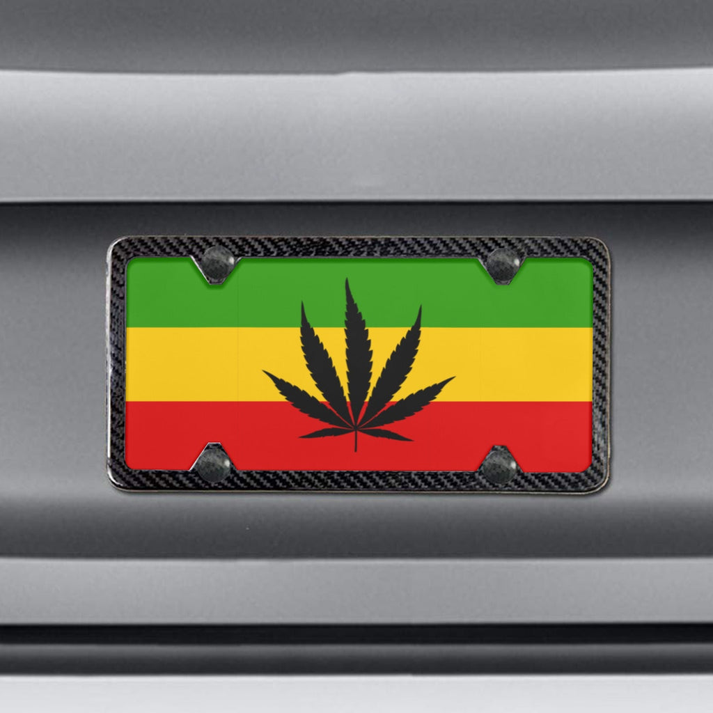 Rastafarian Flag Leaf Custom License Plate - Conscious Apparel Store