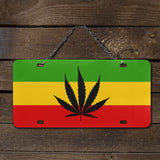 Rastafarian Flag Leaf Custom License Plate - Conscious Apparel Store