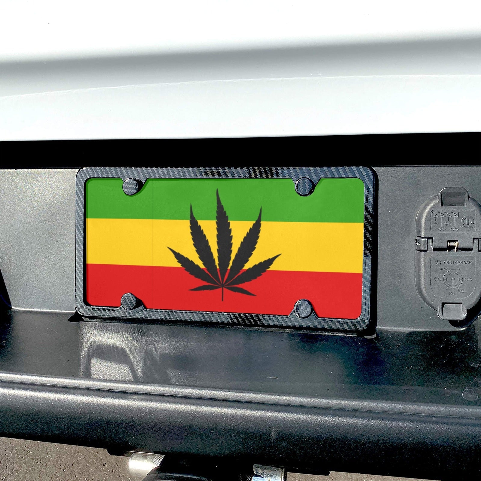 Rastafarian Flag Leaf Custom License Plate - Conscious Apparel Store