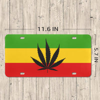 Rastafarian Flag Leaf Custom License Plate - Conscious Apparel Store