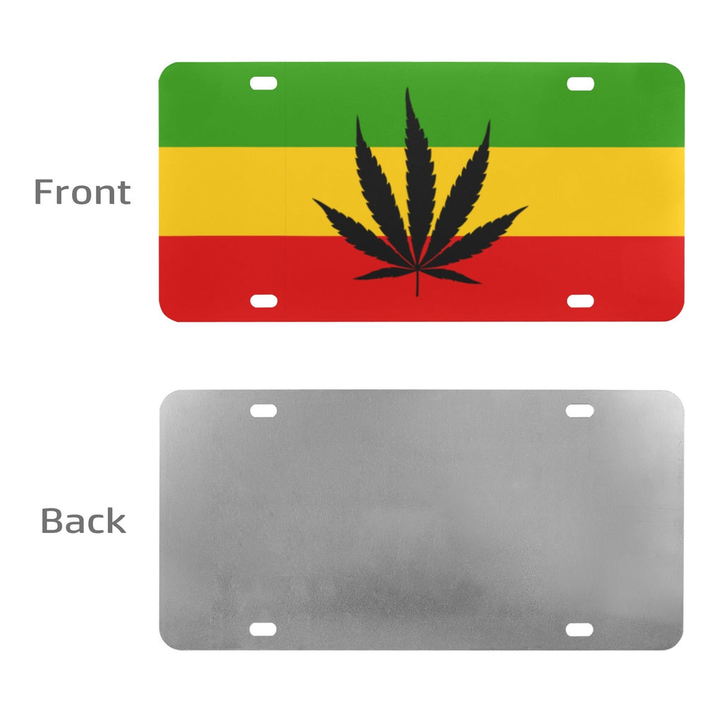 Rastafarian Flag Leaf Custom License Plate - Conscious Apparel Store