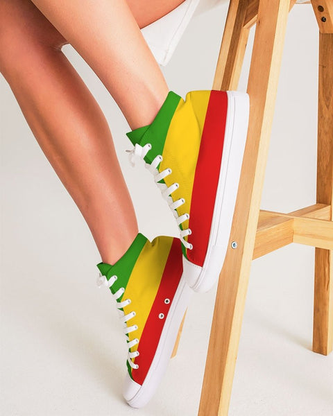 Rastafarian Flag Women's Hightop Canvas Shoe - Conscious Apparel Store