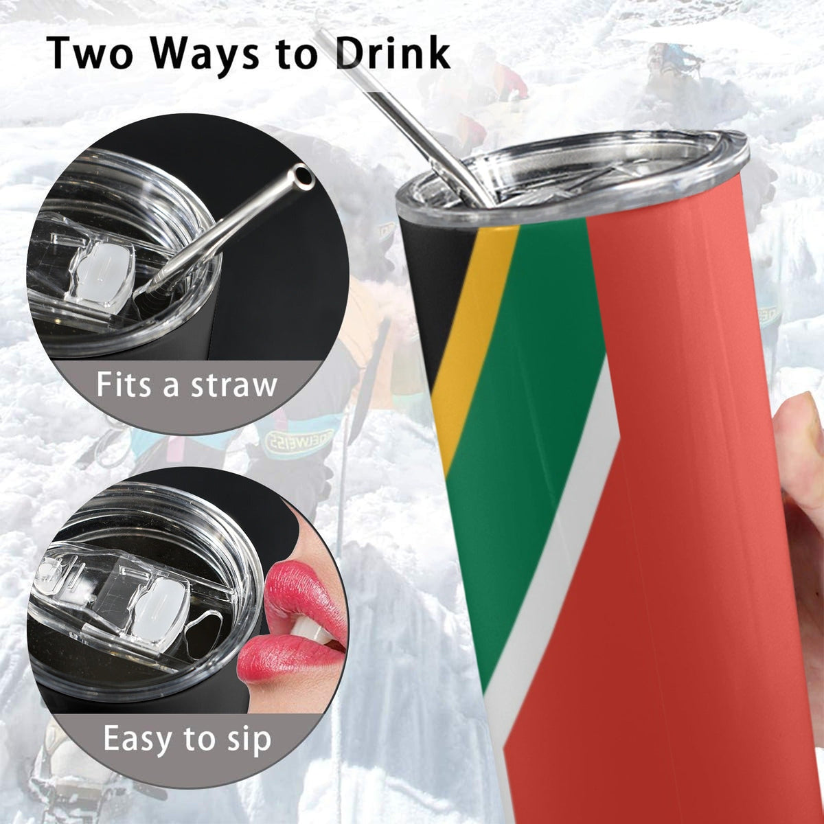 South Africa Flag 20oz Tall Skinny Tumbler with Lid and Straw - Conscious Apparel Store