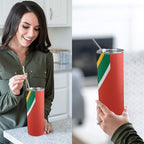 South Africa Flag 20oz Tall Skinny Tumbler with Lid and Straw - Conscious Apparel Store
