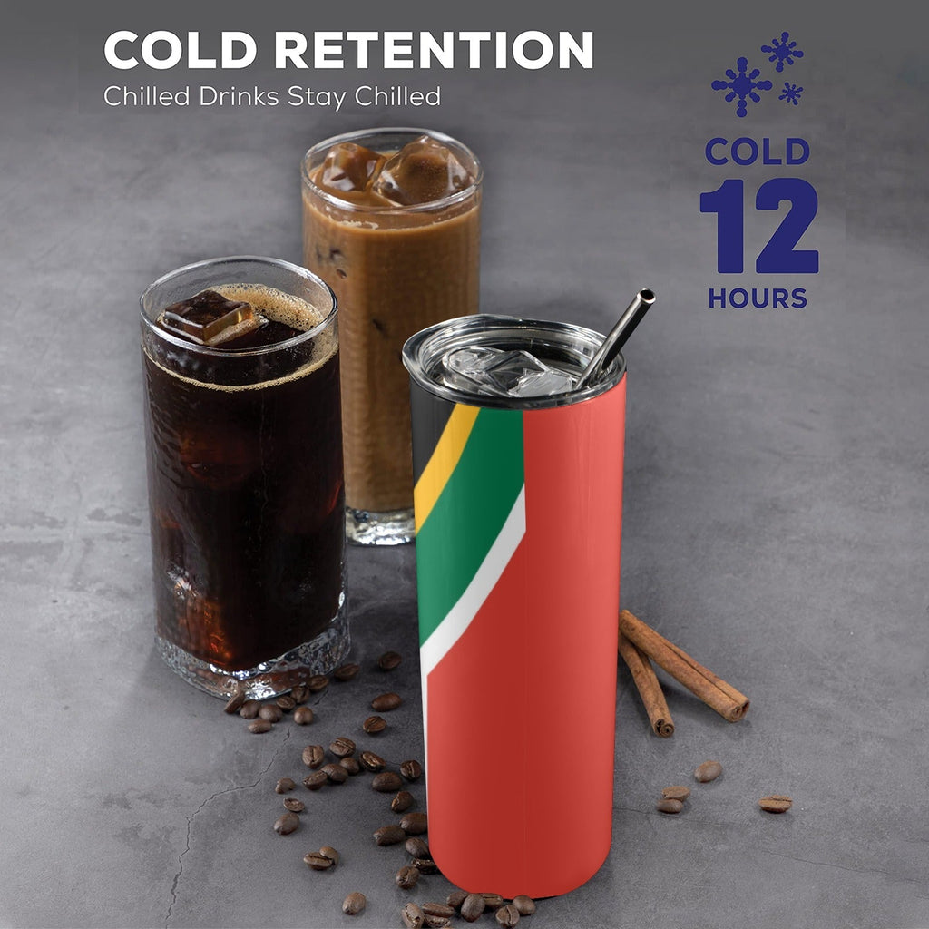 South Africa Flag 20oz Tall Skinny Tumbler with Lid and Straw - Conscious Apparel Store