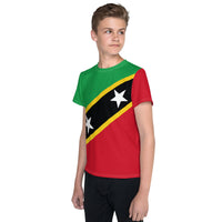 St Kitts Flag Youth crew neck t-shirt - Conscious Apparel Store