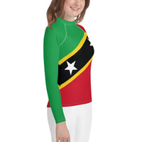 St Kitts Flag Youth Rash Guard - Conscious Apparel Store