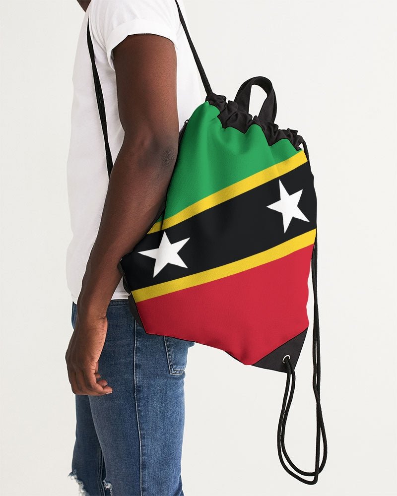 St Kitts & Nevis Flag Canvas Drawstring Bag - Conscious Apparel Store