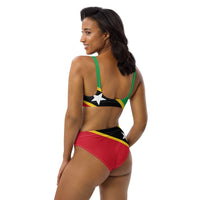 St Kitts & Nevis Flag High-Waisted Bikini Customizable Set - Conscious Apparel Store