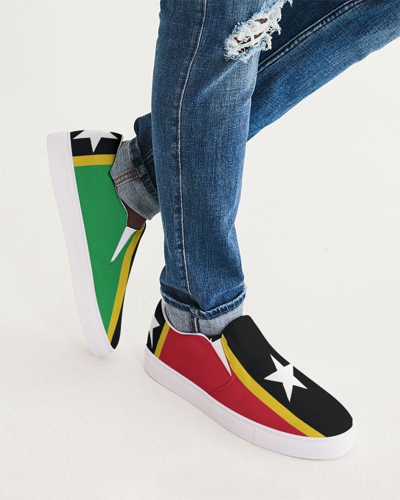 St Kitts & Nevis Flag Men's Slip-On Canvas Shoe - Conscious Apparel Store