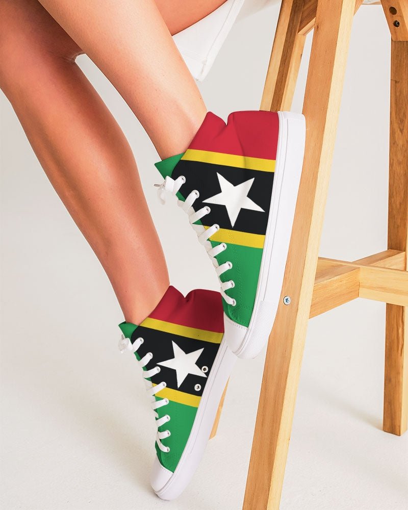 St Kitts & Nevis Flag Women's Hightop Canvas Shoe - Conscious Apparel Store