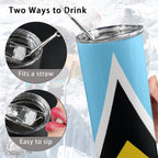 St Lucia Flag 20oz Tall Skinny Tumbler with Lid and Straw - Conscious Apparel Store