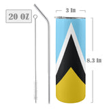 St Lucia Flag 20oz Tall Skinny Tumbler with Lid and Straw - Conscious Apparel Store