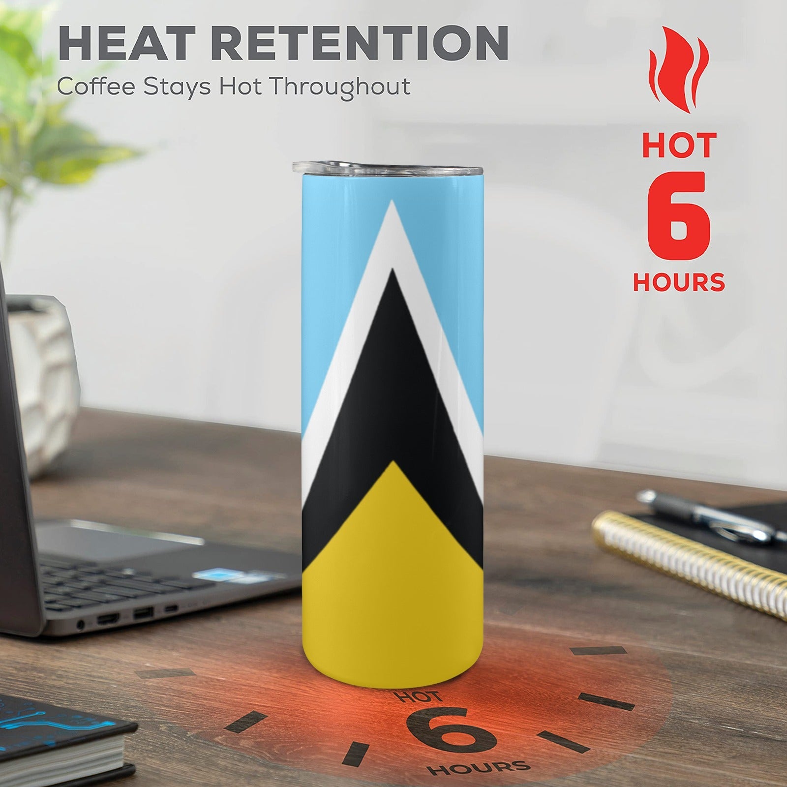 St Lucia Flag 20oz Tall Skinny Tumbler with Lid and Straw - Conscious Apparel Store