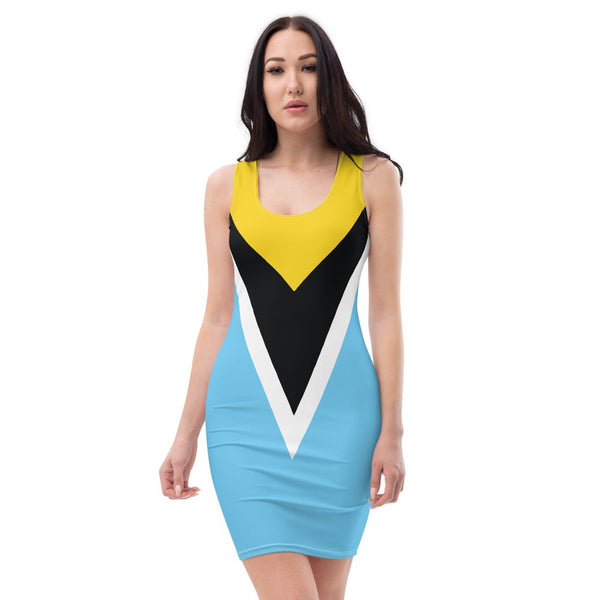 St Lucia Flag Bodycon Dress - Conscious Apparel Store