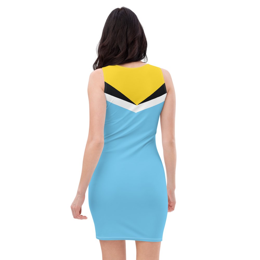 St Lucia Flag Bodycon Dress - Conscious Apparel Store