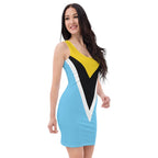 St Lucia Flag Bodycon Dress - Conscious Apparel Store