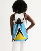 St Lucia Flag Canvas Drawstring Bag - Conscious Apparel Store