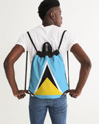 St Lucia Flag Canvas Drawstring Bag - Conscious Apparel Store