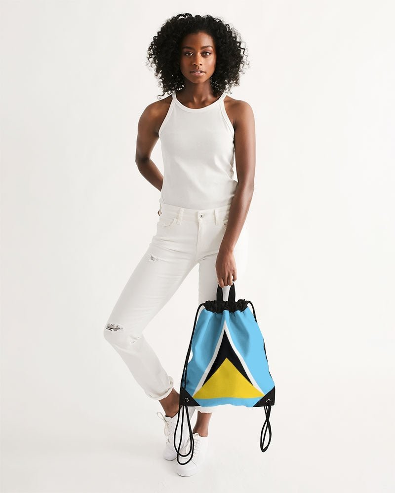 St Lucia Flag Canvas Drawstring Bag - Conscious Apparel Store