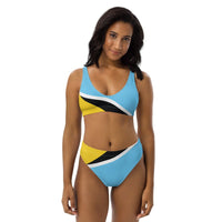 St Lucia Flag high-waisted bikini - Conscious Apparel Store