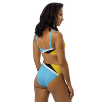 St Lucia Flag High-Waisted Bikini Customizable Set - Conscious Apparel Store