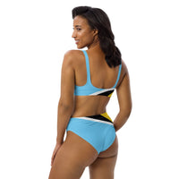 St Lucia Flag High-Waisted Bikini Customizable Set - Conscious Apparel Store