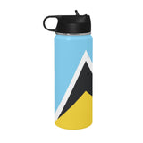 St Lucia Flag Insulated Water Bottle with Straw Lid (18 oz) - Conscious Apparel Store