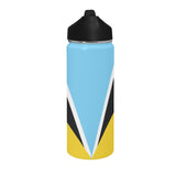 St Lucia Flag Insulated Water Bottle with Straw Lid (18 oz) - Conscious Apparel Store